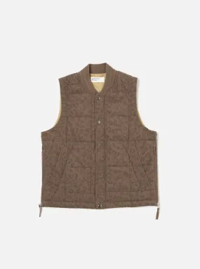 Universal Works Carlton Gilet in Sand Leopard Recycled Polytech