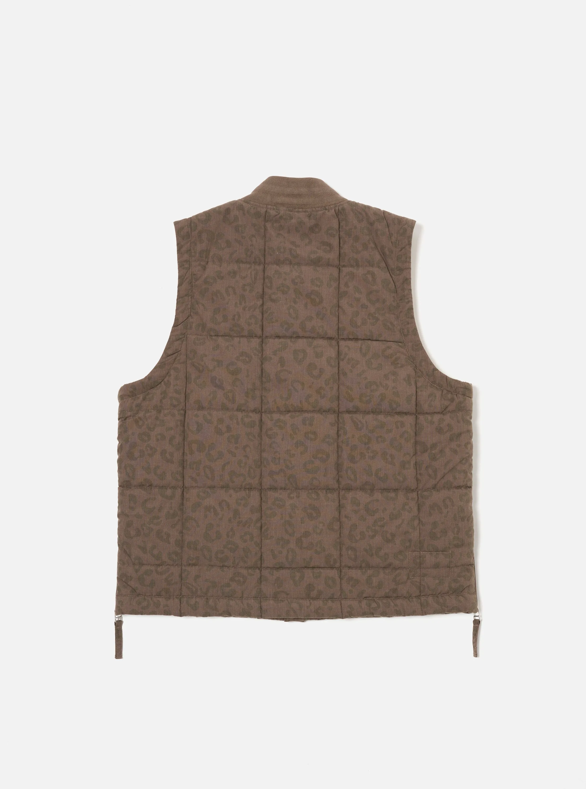 Universal Works Carlton Gilet in Sand Leopard Recycled Polytech