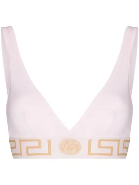 Versace Pink Greek Key Triangle Bra