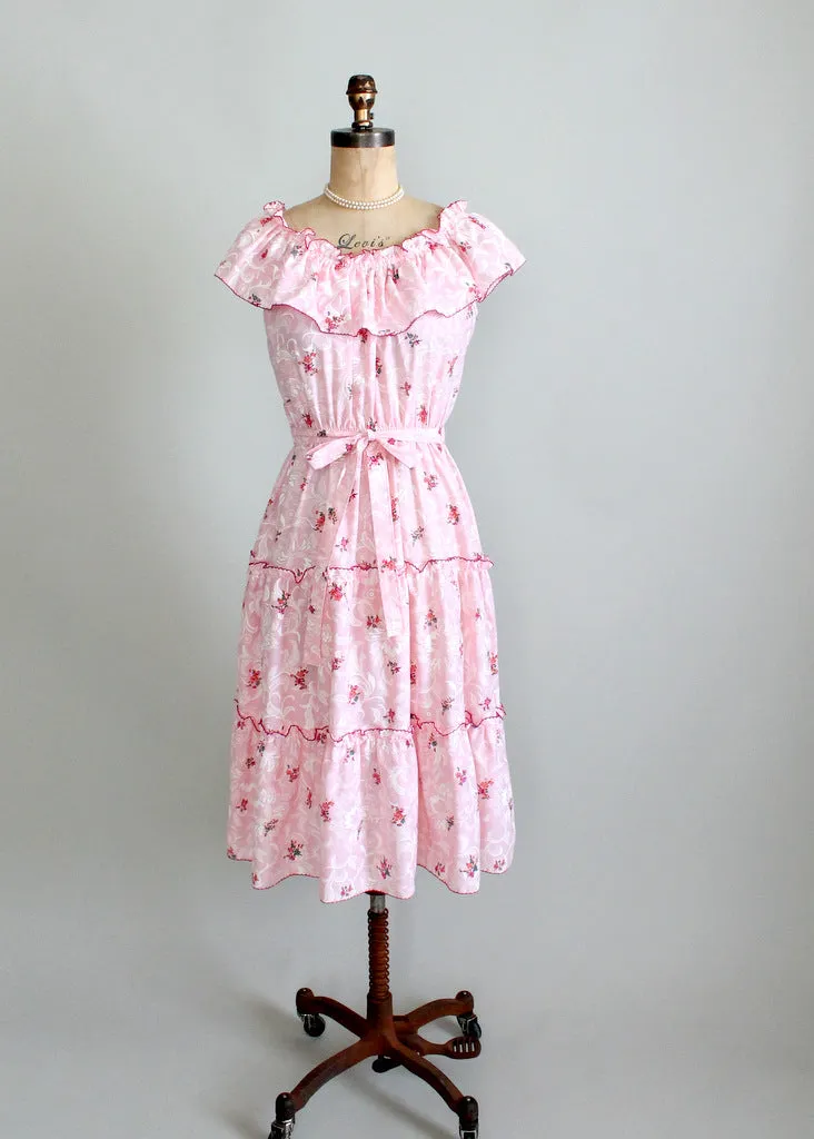 Vintage 1970s Floral Rhapsody Peasant Dress