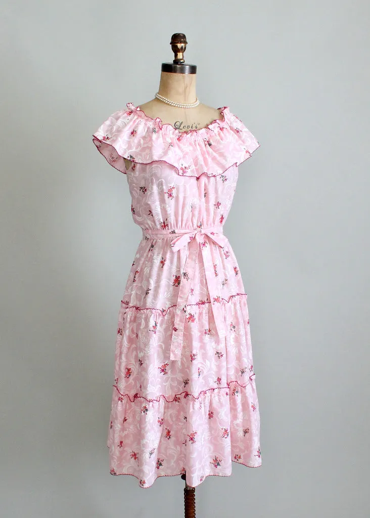 Vintage 1970s Floral Rhapsody Peasant Dress