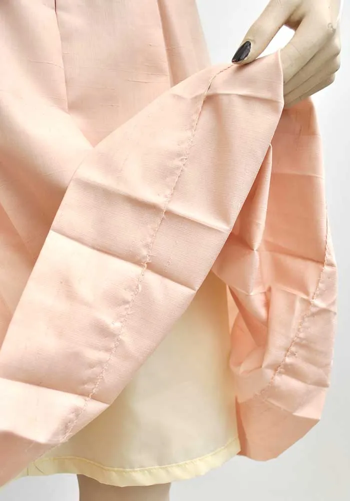 Vintage 70s Shell Pink Silk Shirt Waister Dress • Gérard Pasquier