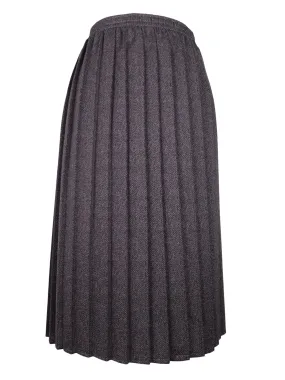 Vintage 80s Mod Chic Solid Pleated Straight Silhouette Pleated Midi Skirt with Elasticated Waist | Size M