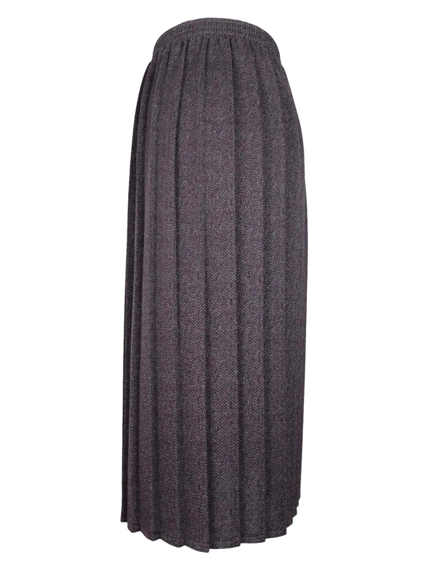 Vintage 80s Mod Chic Solid Pleated Straight Silhouette Pleated Midi Skirt with Elasticated Waist | Size M