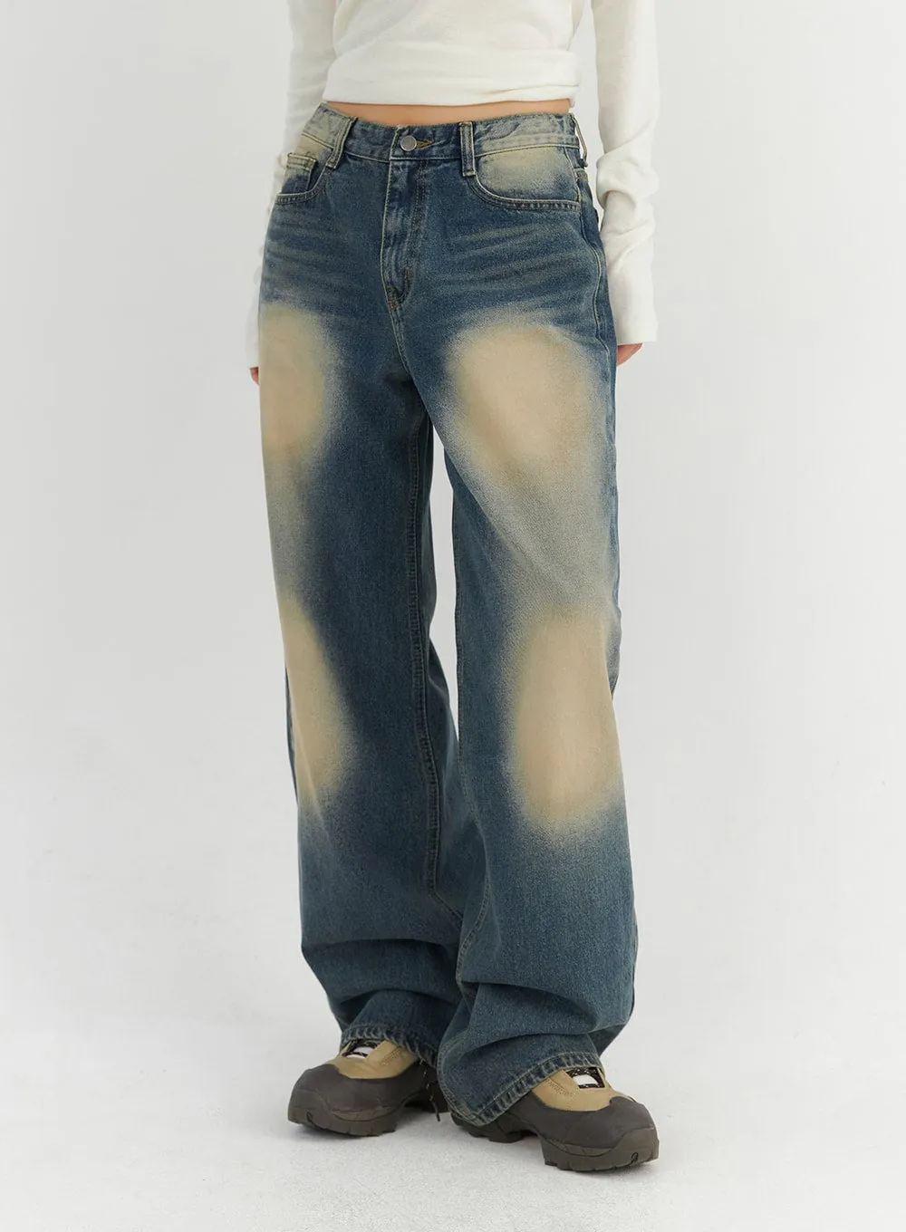 Vintage Washed Wide Leg Jeans CO323