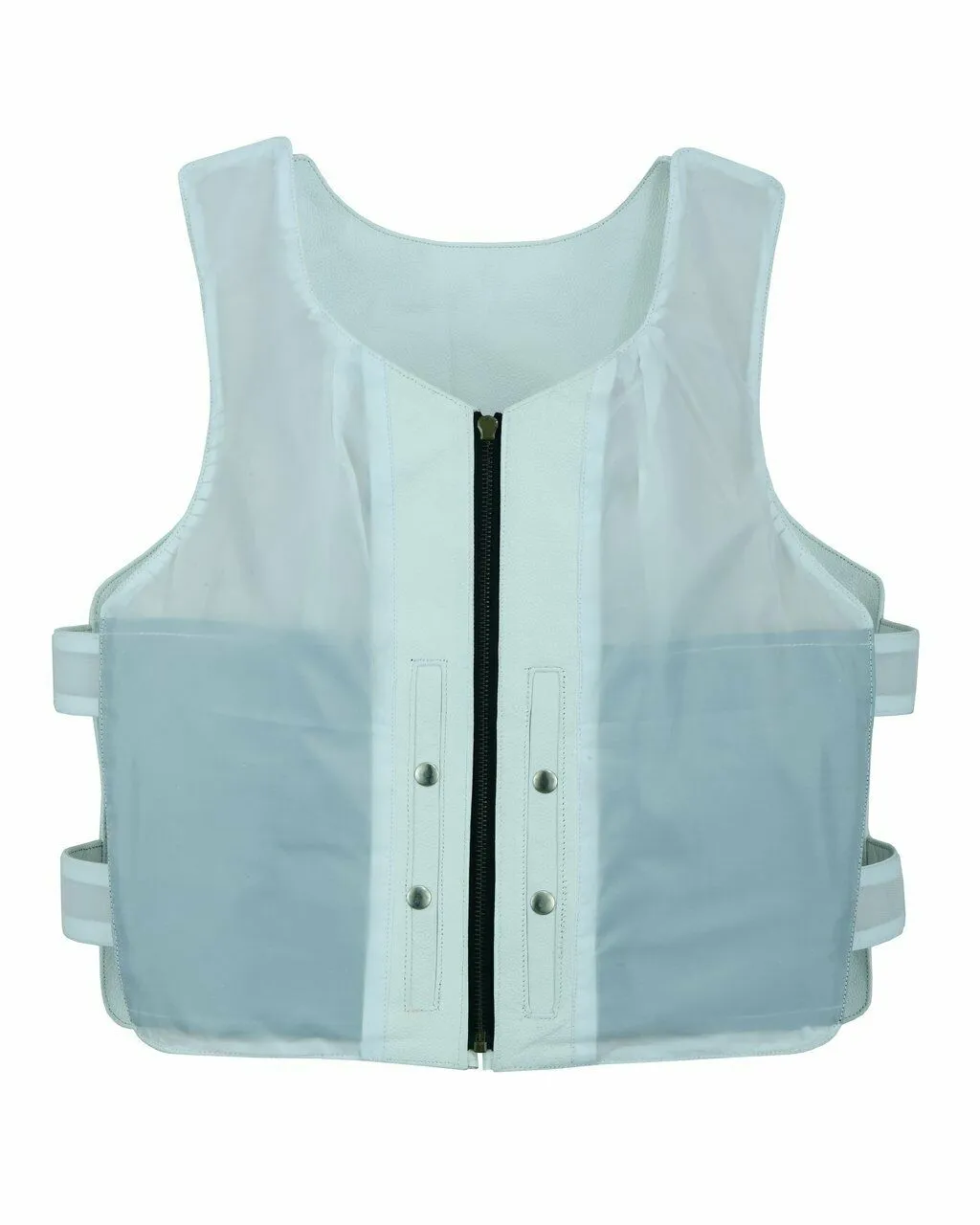 White Leather - Women Bulletproof Style Motorcycle Vest