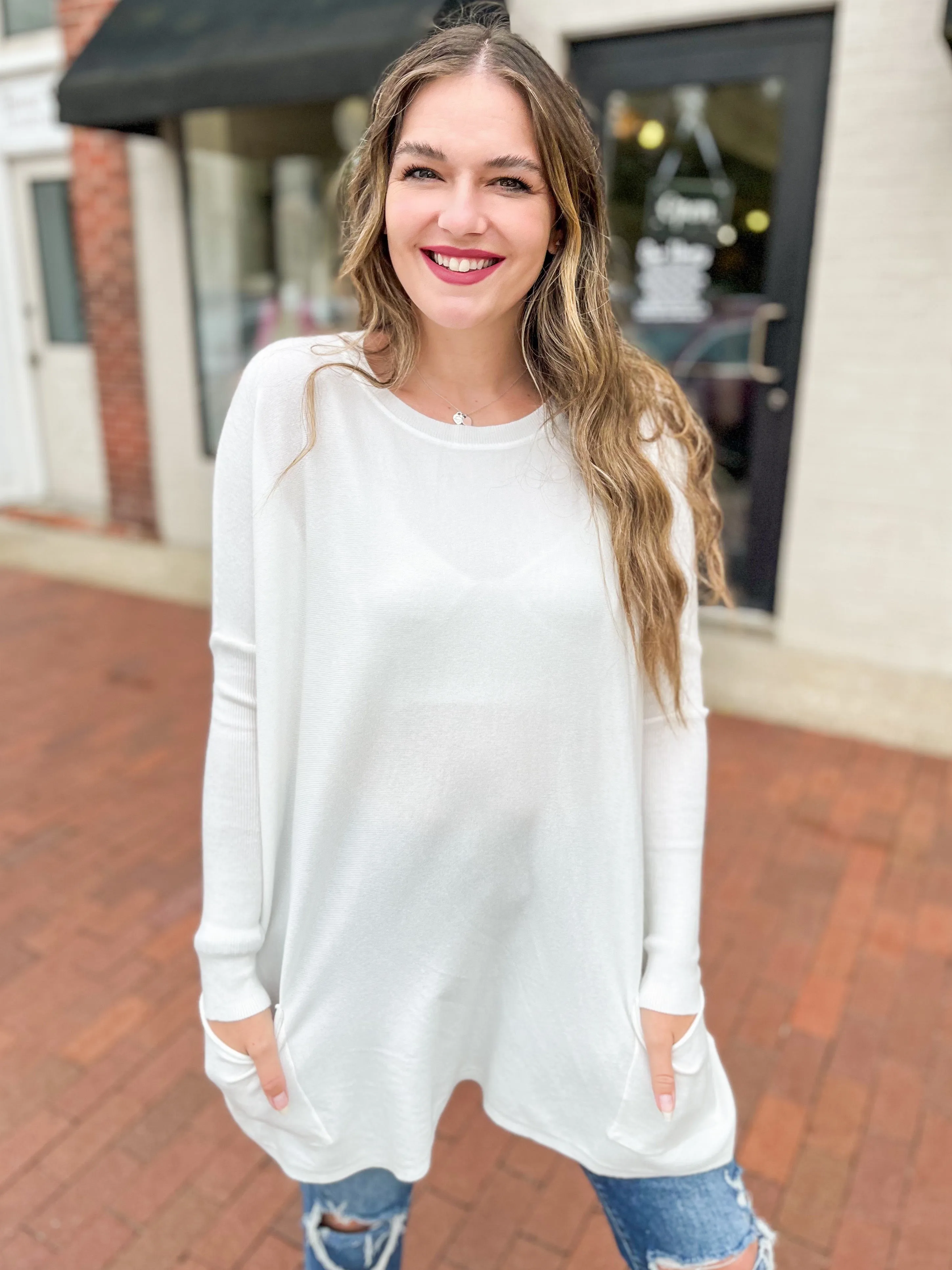 White Pocket Sweater Tunic