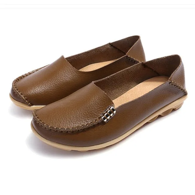 Women Flats Slip On Women Loafers Soft Moccasins With Genuine Leather Shoes