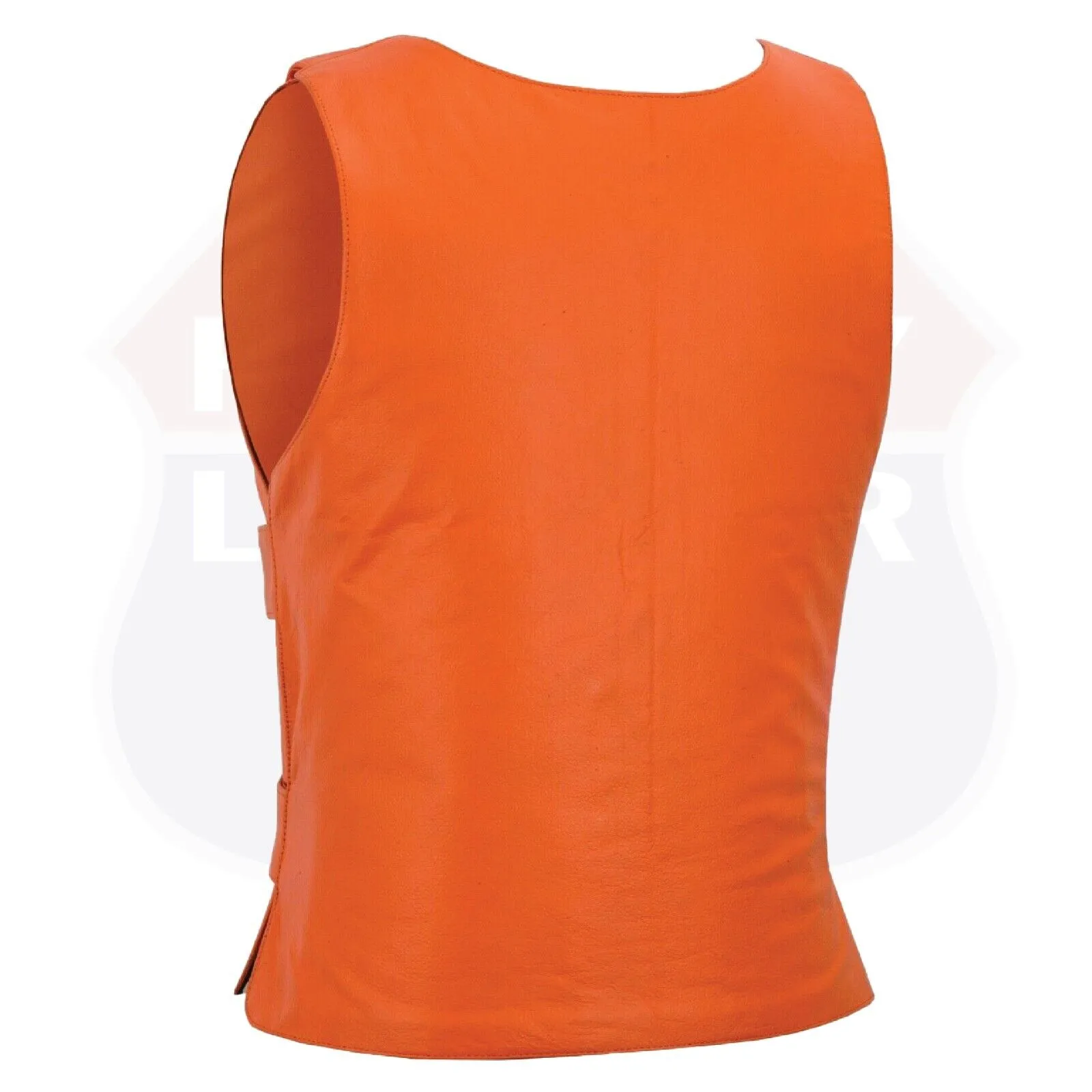 WOMEN ORANGE BULLET PROOF LEATHER VEST