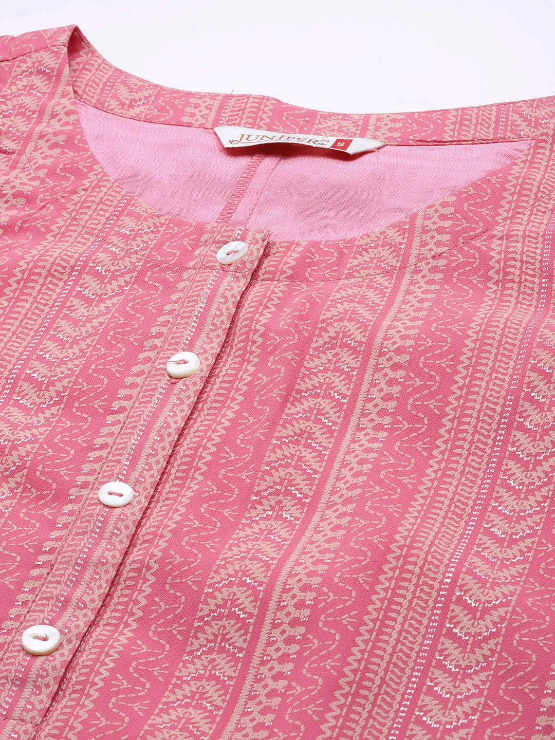 Women Pink Georgette Printed Tunic