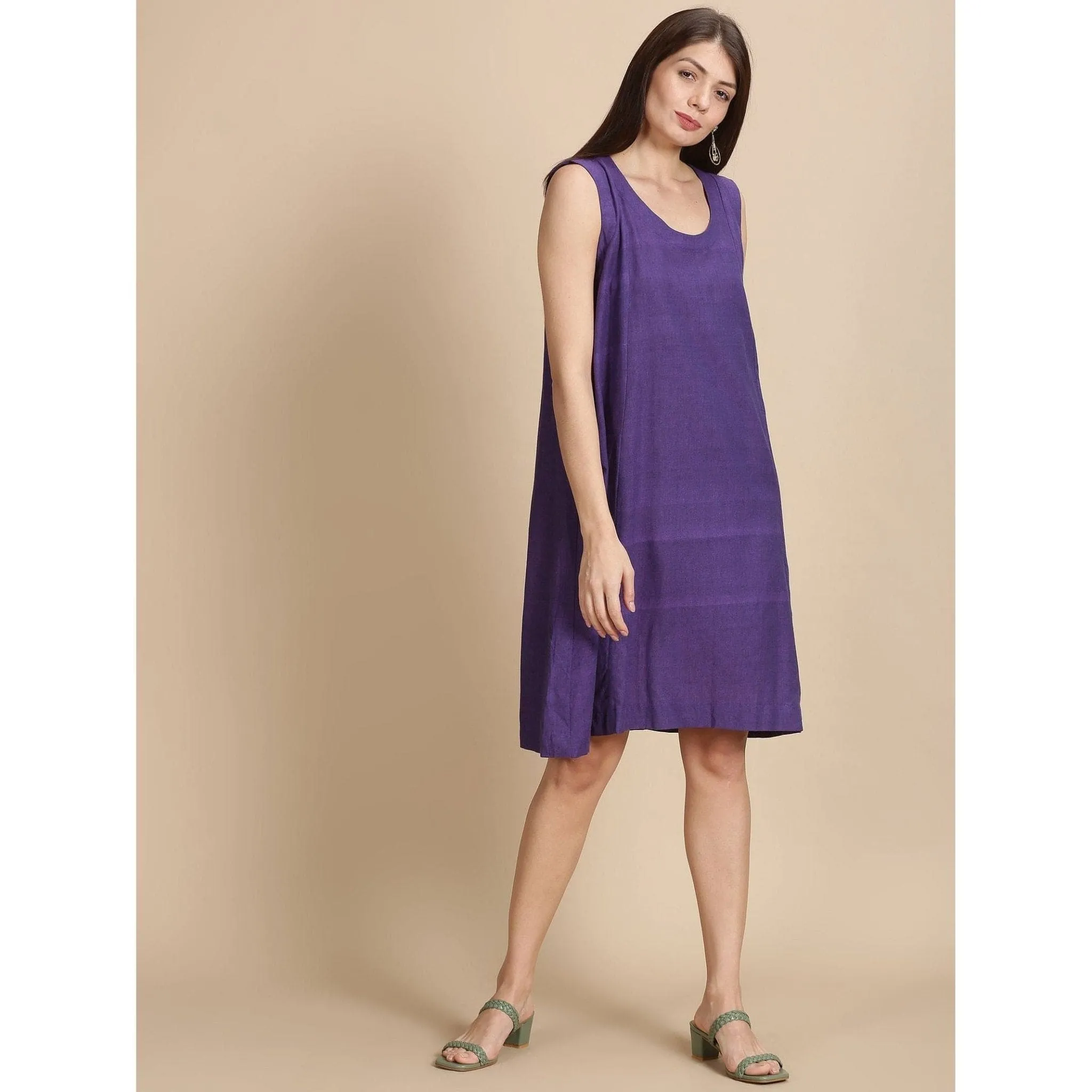 Women Purple Embroidered Dress