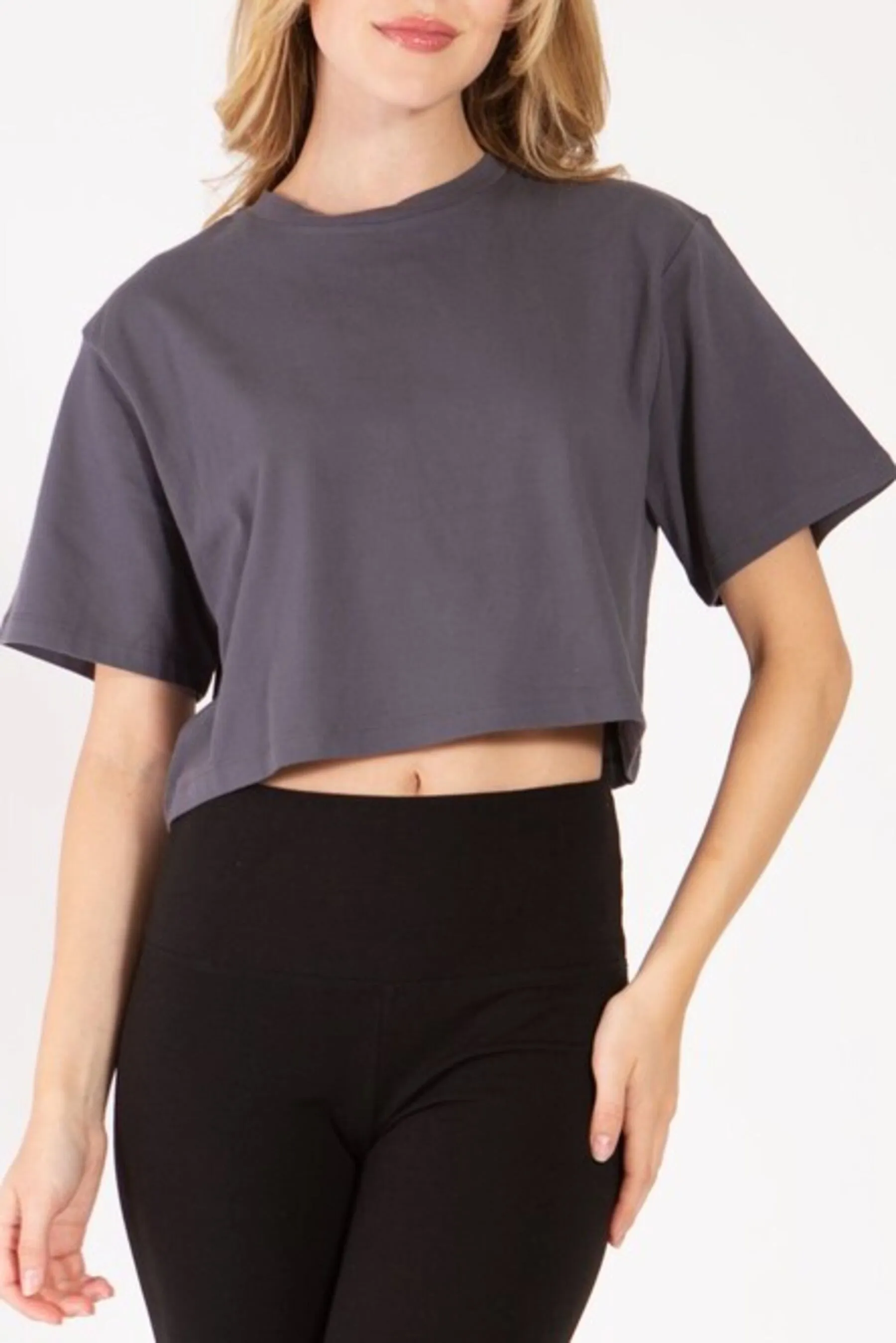 Women's Casual Short Sleeve Oversized Cropped T Shirt