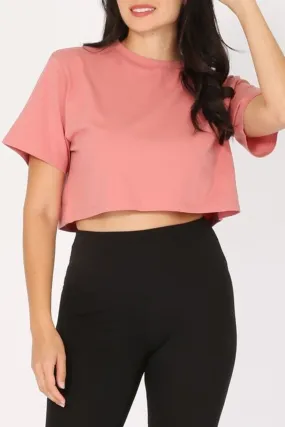 Women's Casual Short Sleeve Oversized Cropped T Shirt