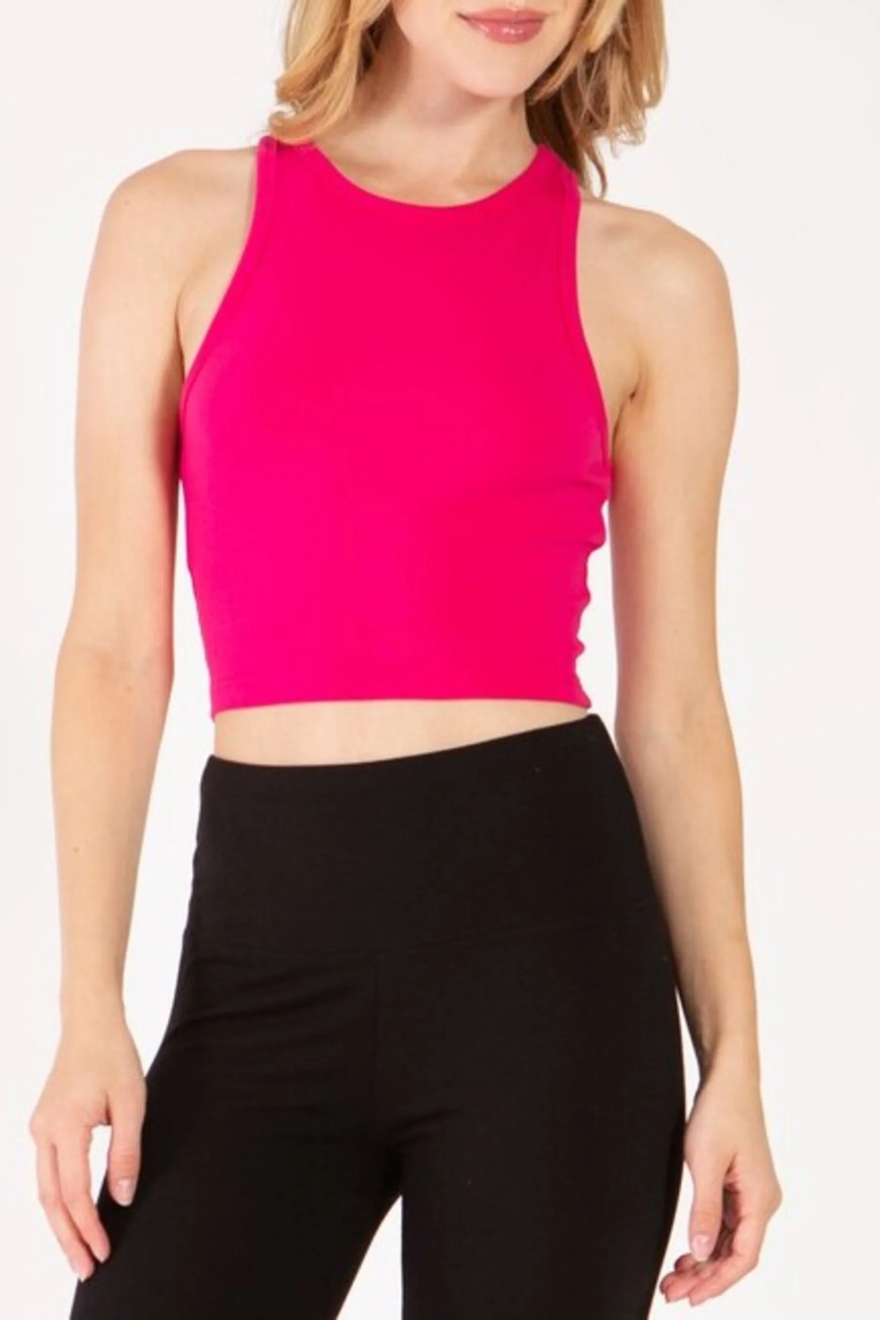 Women's High Neck Sleeveless Crop Tank Top