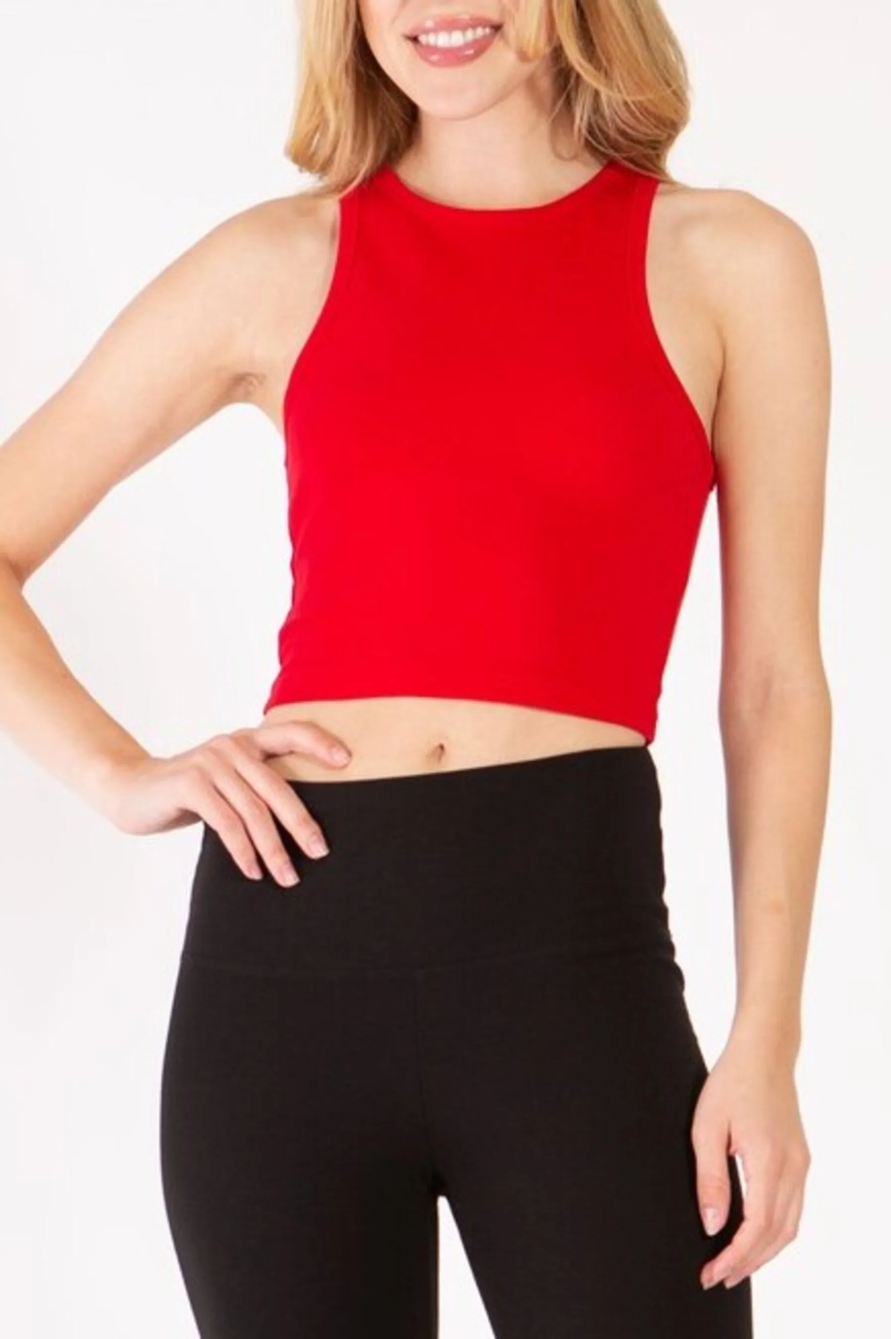 Women's High Neck Sleeveless Crop Tank Top