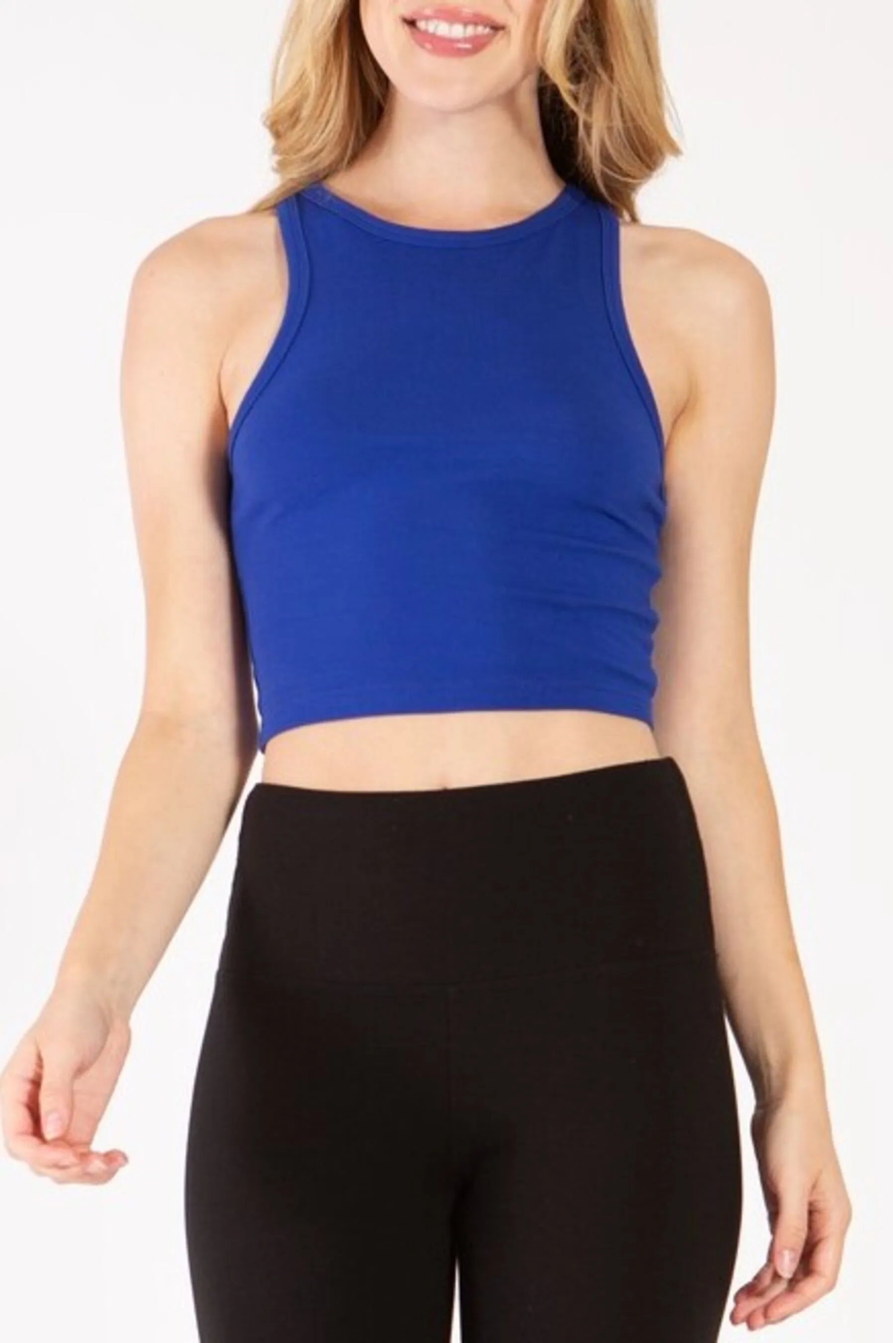 Women's High Neck Sleeveless Crop Tank Top