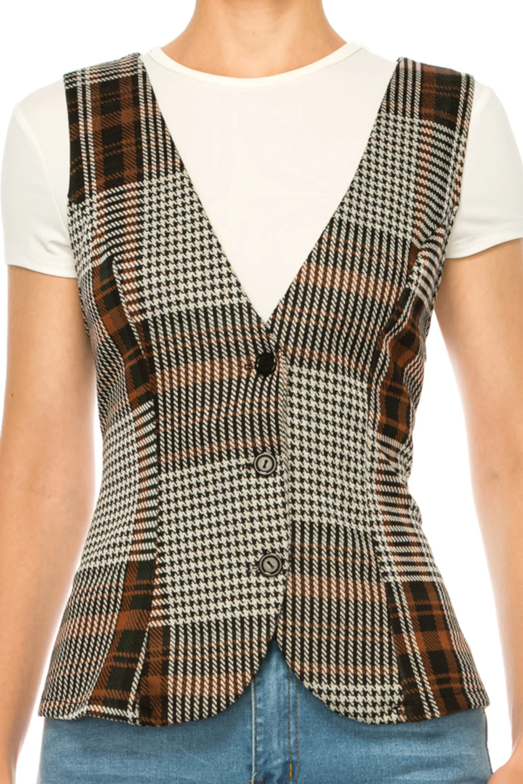 Women's Women's Dressy Casual Racerback Vest Three Button Tuxedo Suit Waistcoat