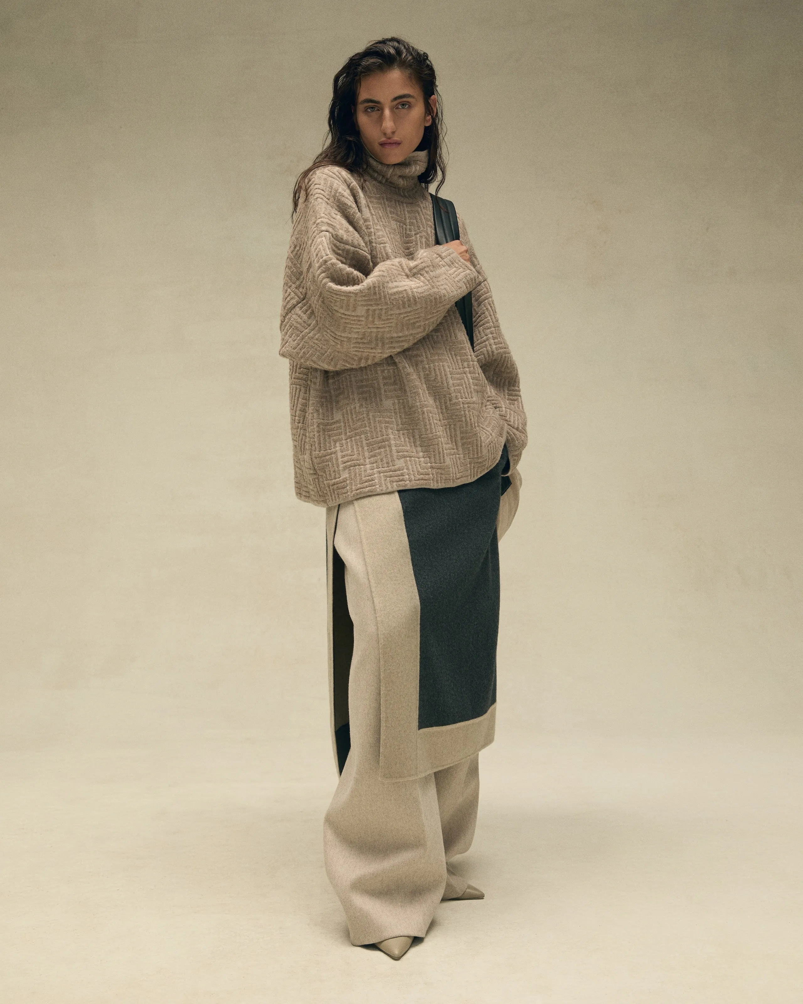 Wool Jacquard High Neck Sweater