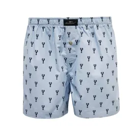 Woven Cotton Boxer Shorts Blue Lobster design