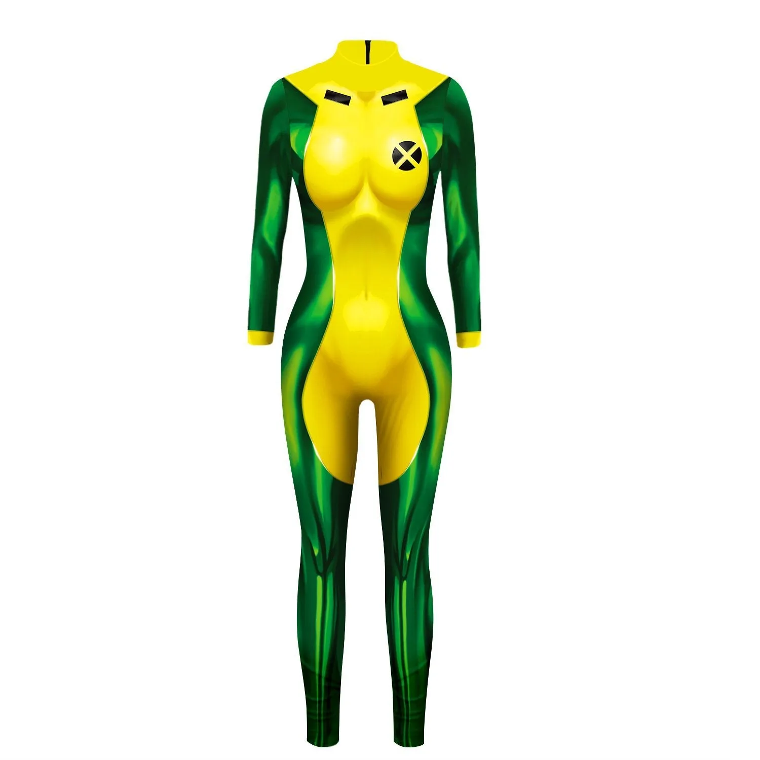 X Men Rogue Halloween Cosplay Costume Zentai Bodycon Jumpsuit