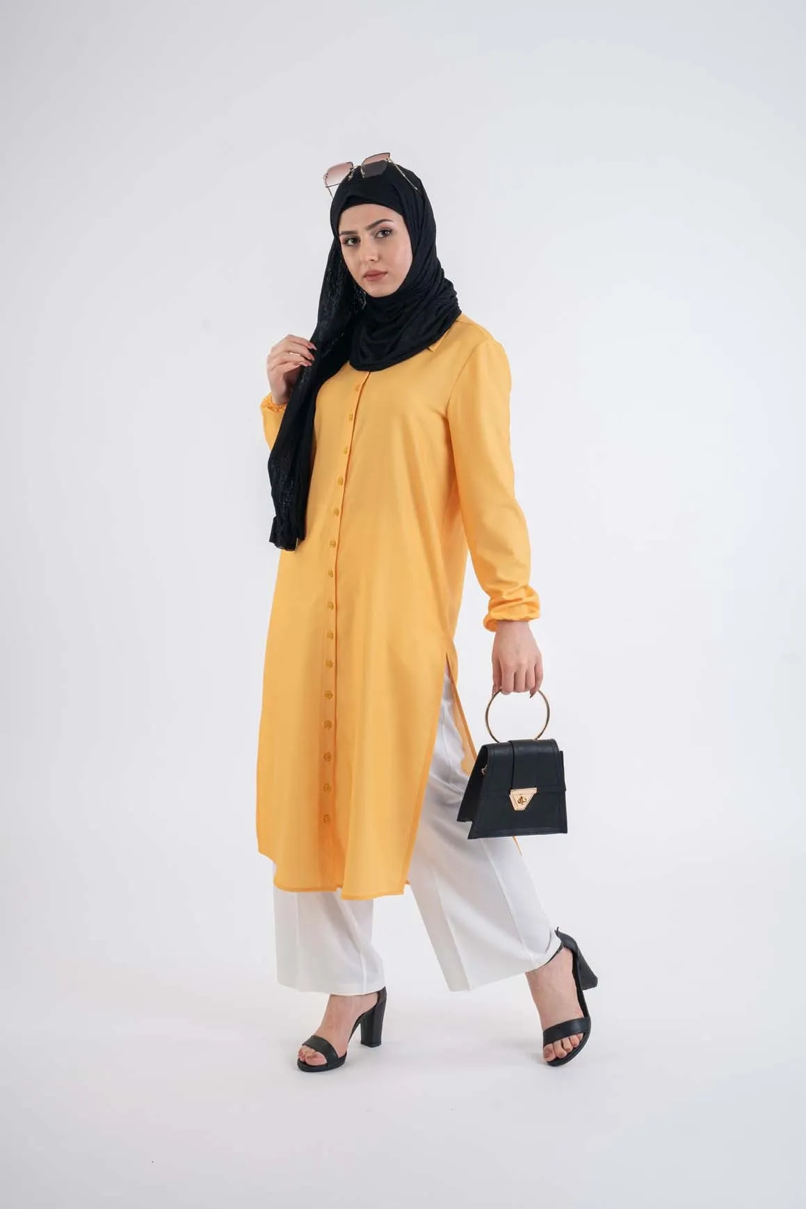 Yellow Maxi shirt-Modesty Fashion