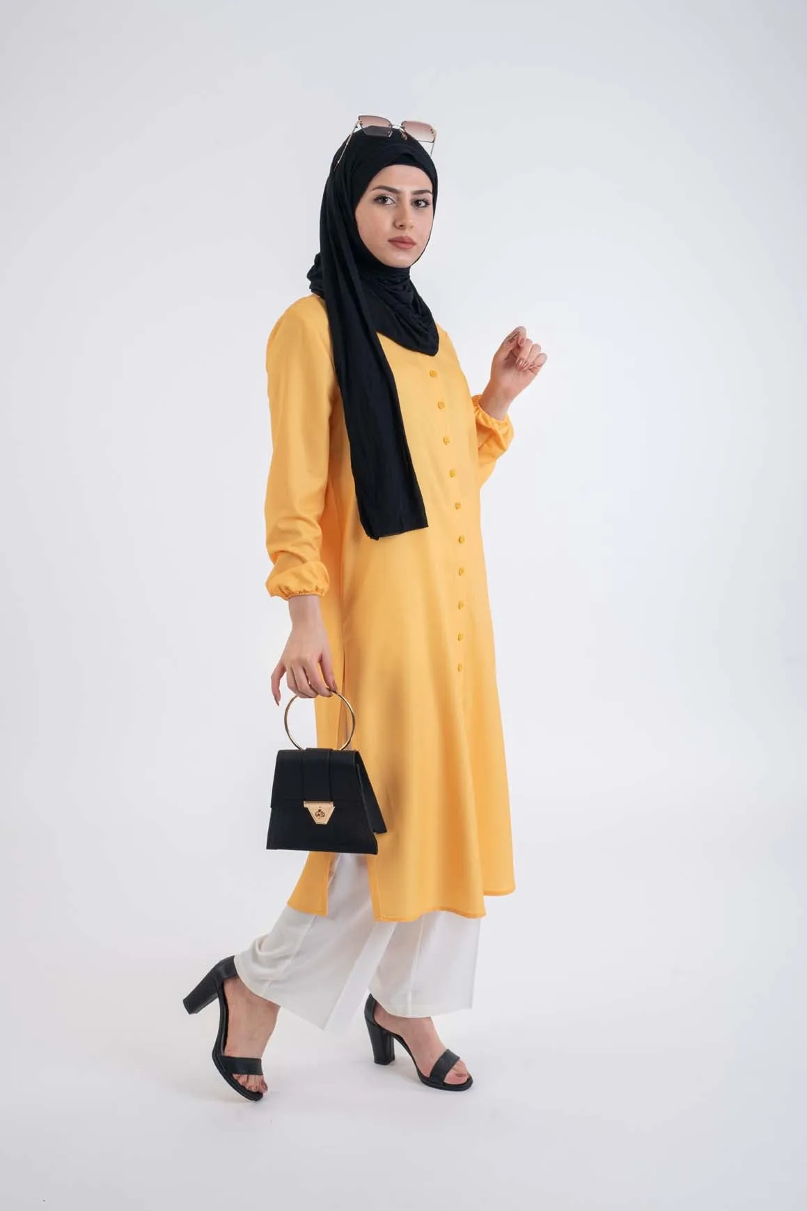 Yellow Maxi shirt-Modesty Fashion