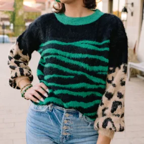 Zebra State of Mind Fuzzy Sweater Top